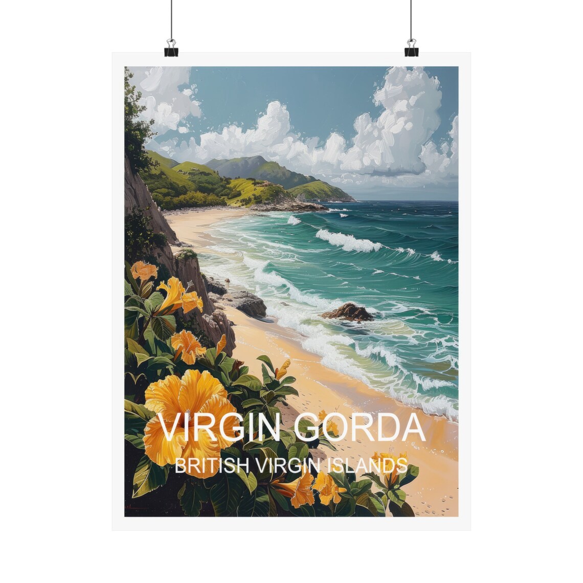 Virgin Gorda British Virgin Islands Sandy Beach Waves Travel Poster - Image 5