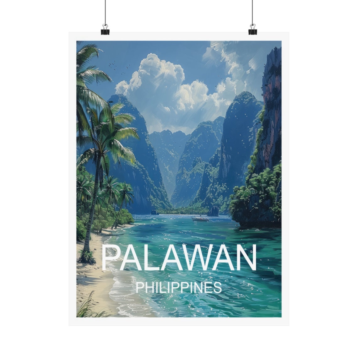 Palawan Philippines Limestone Karst Cliffs Lagoon Travel Poster - Image 5