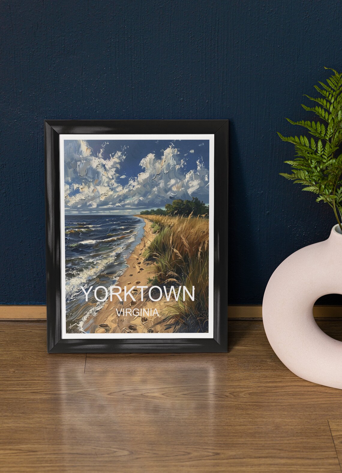 Yorktown Virginia Beach Dunes Ocean Coastline Travel Poster Elegant