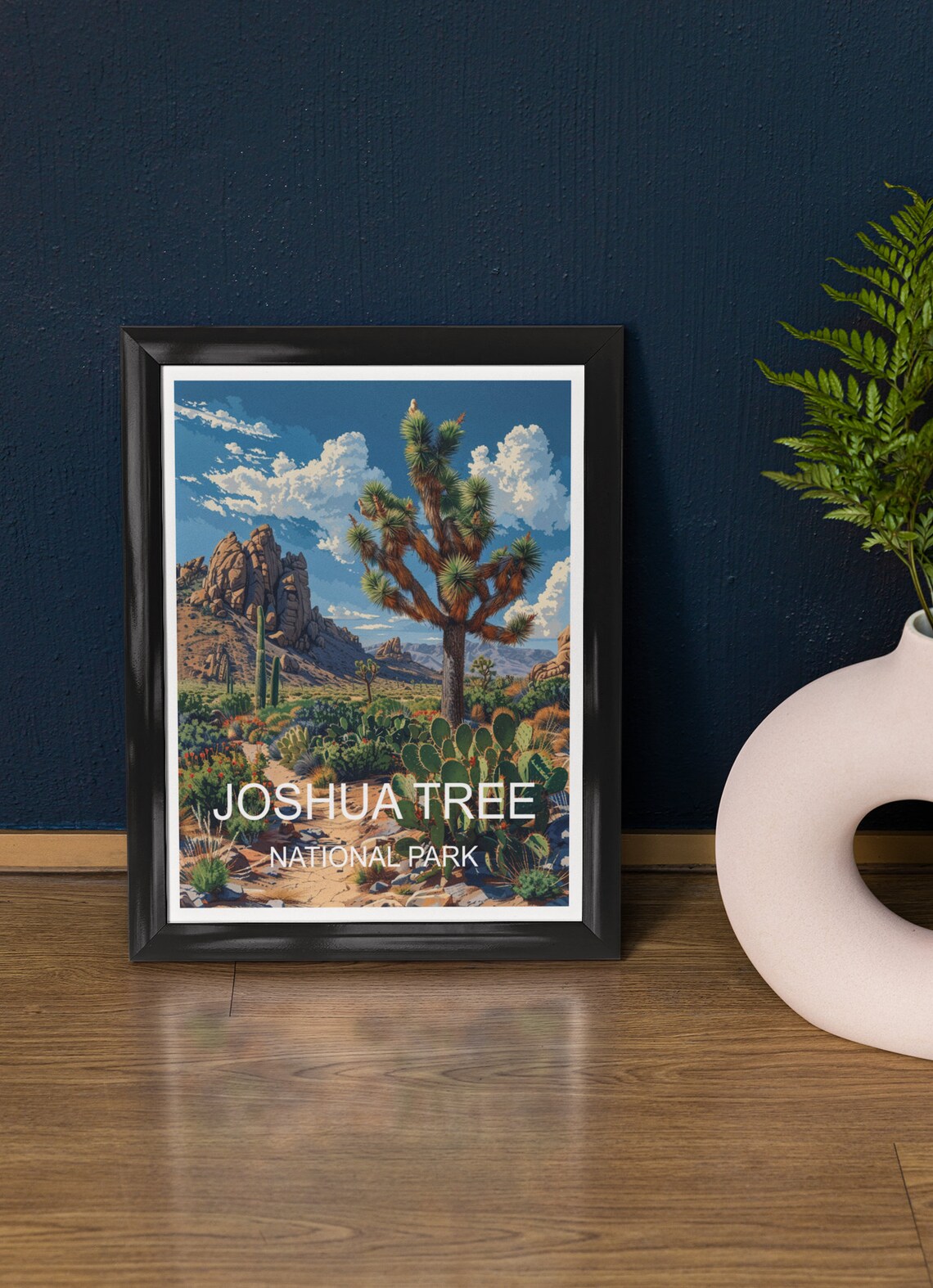 Joshua Tree National Park Desert Cactus Rock Vintage Travel Poster
