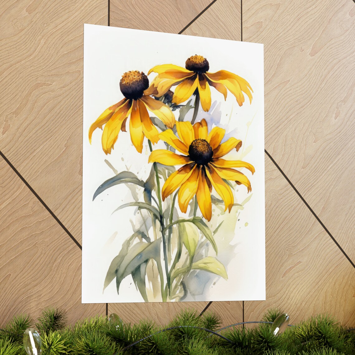 Black Eyed Susan Flowers Yellow Bloom Watercolor Botanical Art Print - Image 2