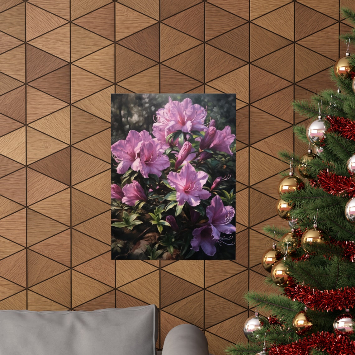 Pink Azalea Garden Blooms Soft Morning Light Spring Floral Art Poster - Image 3