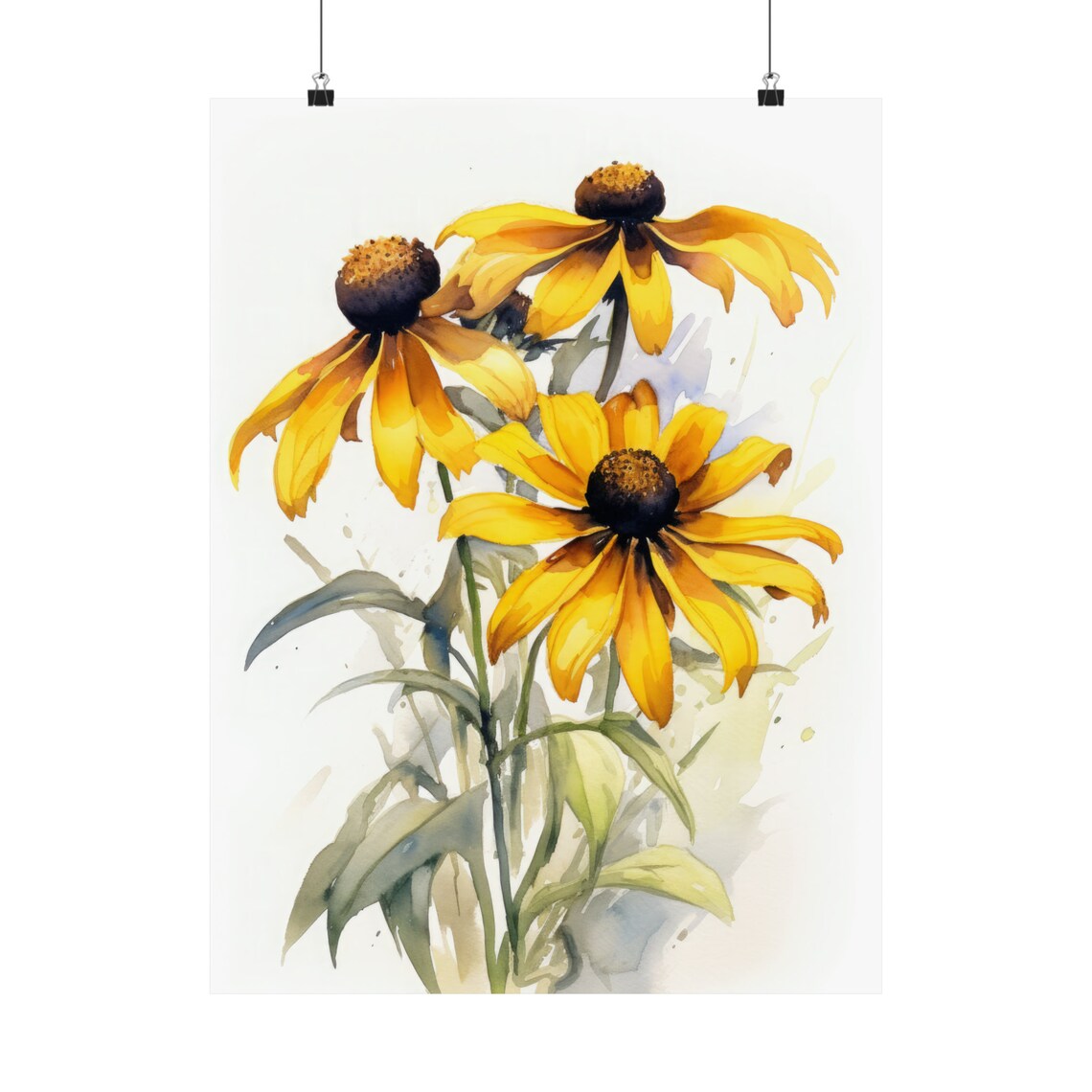 Black Eyed Susan Flowers Yellow Bloom Watercolor Botanical Art Print - Image 5