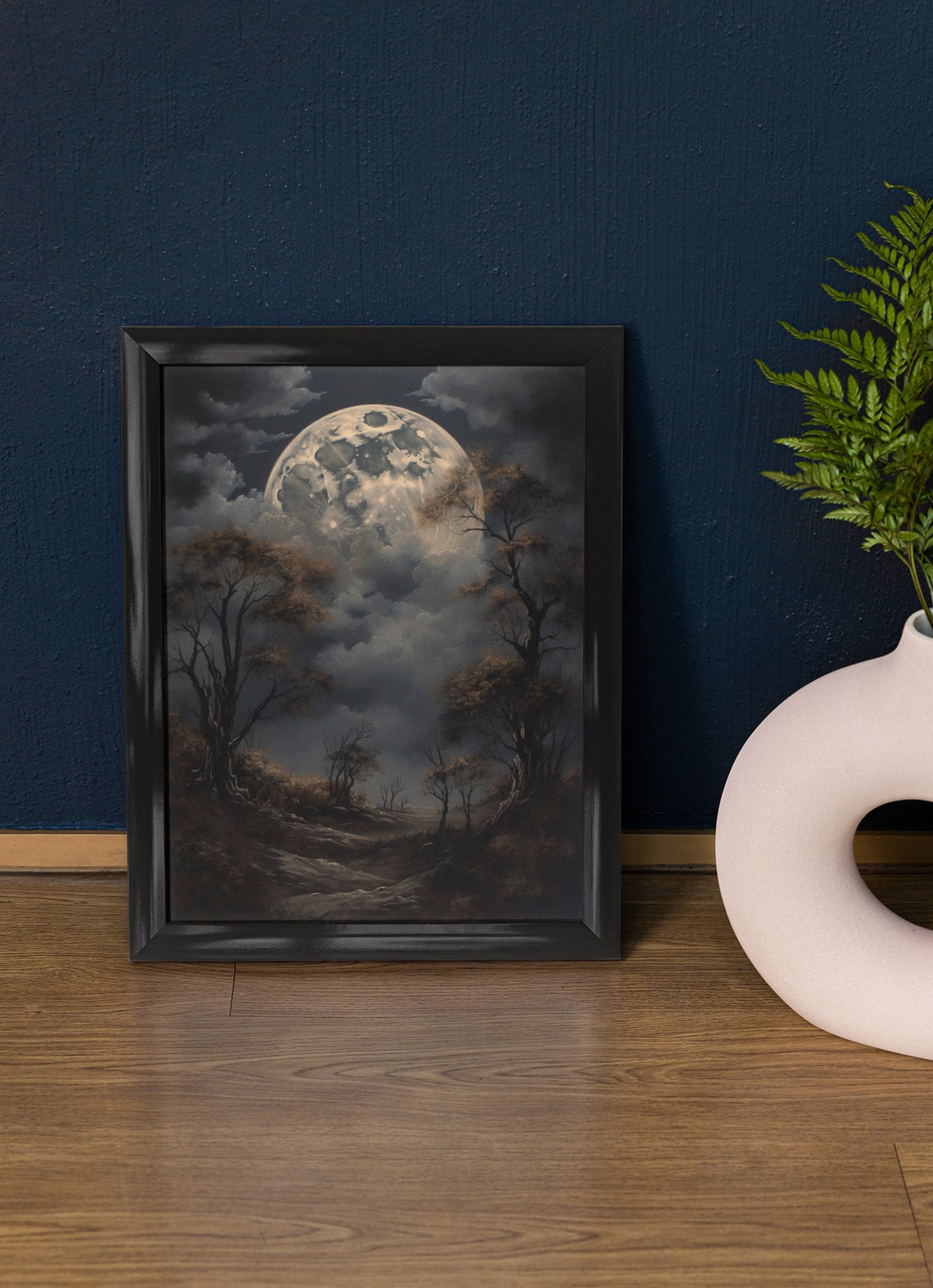 Moon Art Print Dark Academia Art Dark Cottagecore Art Witch Room Dcor Moon Wall Art Gothic Wall Art Moody Wall Art Celestial Art