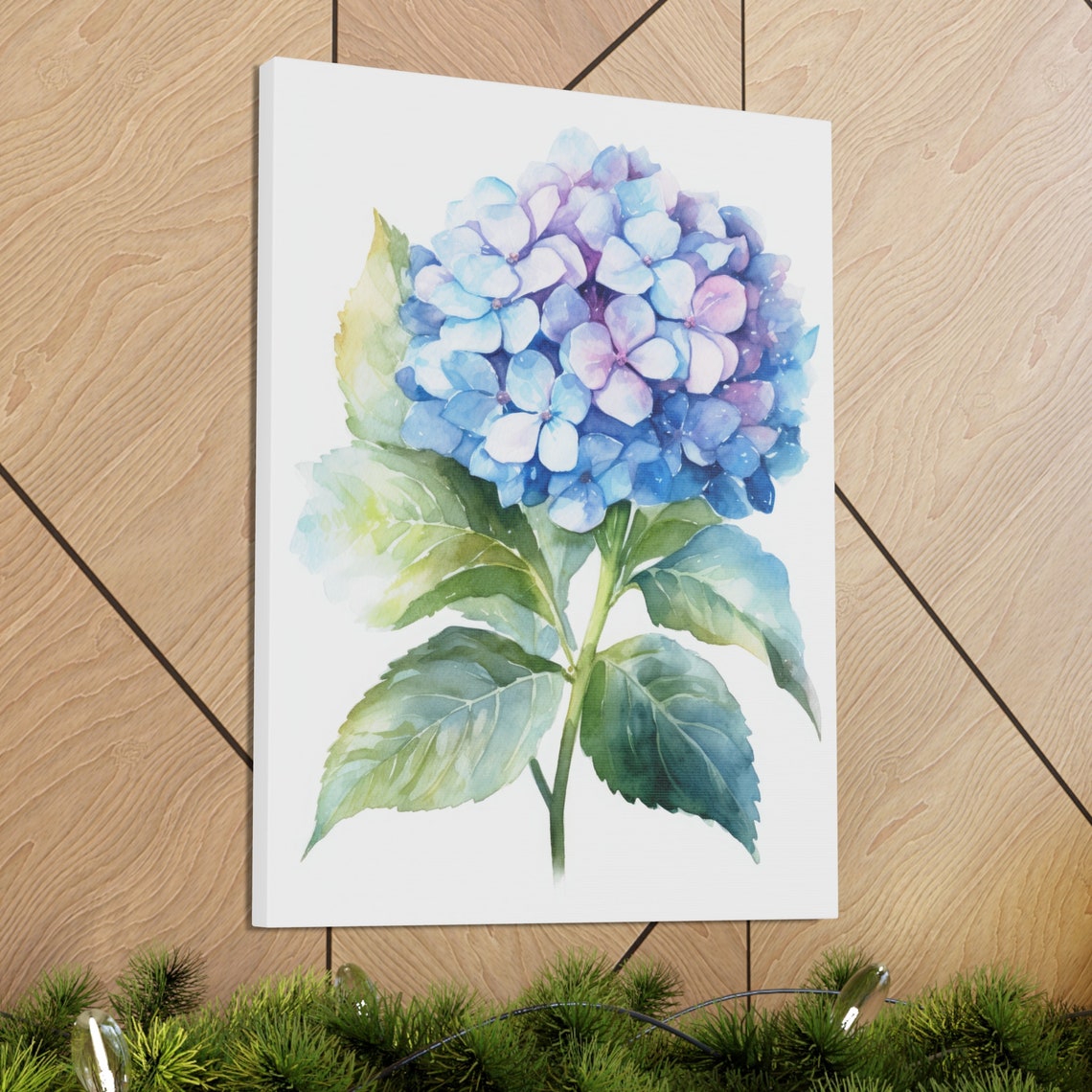 Blue Hydrangea Bloom Soft Watercolor Blue Purple Floral Art Print - Image 3