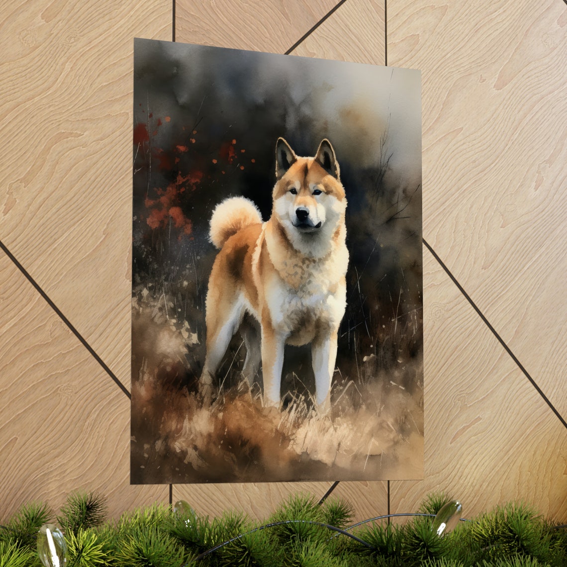 Akita Dog Art Print Dog Wall Art Animal Art Print Animal Art Poster Dog Lover Gift Colorful Animal Wall Art Cool Dog Art - Image 2