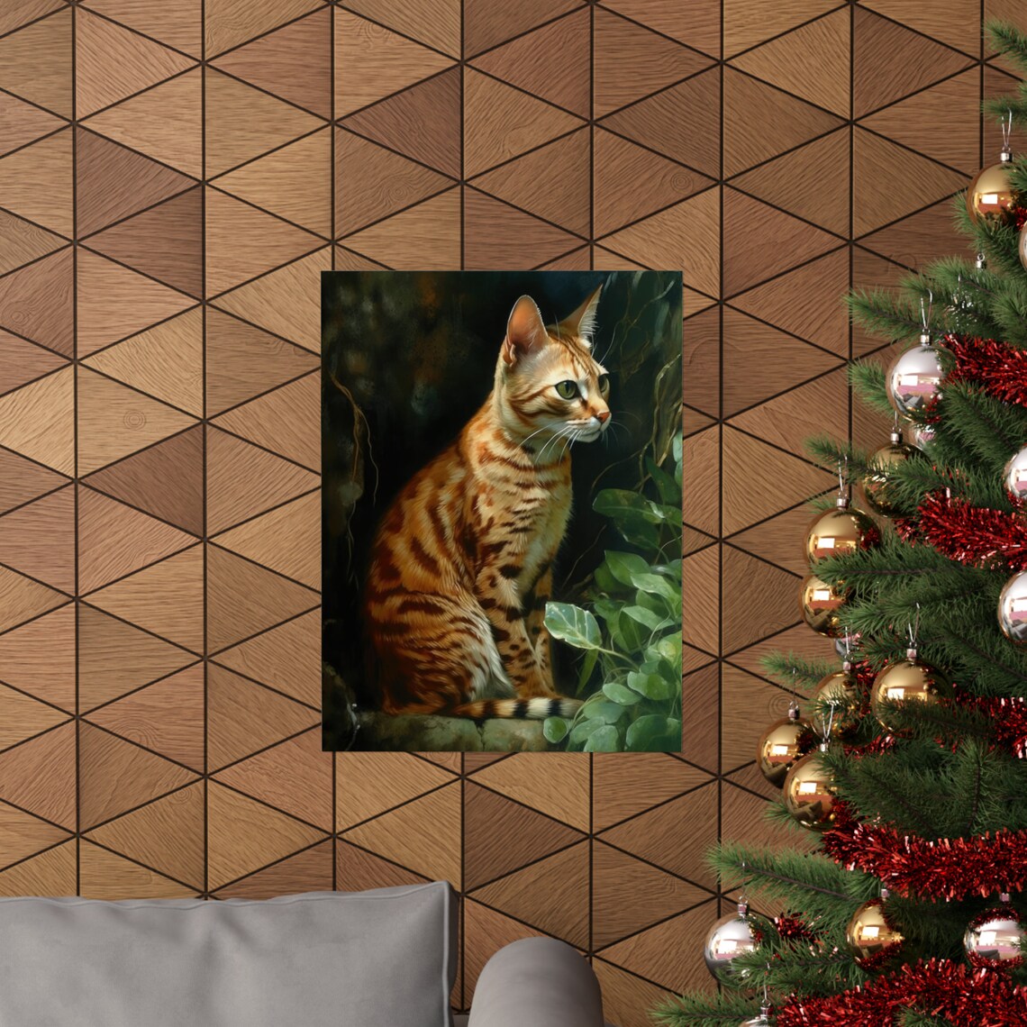 Ocicat Spotted Cat Green Eyes Jungle Portrait Animal Art Poster - Image 3