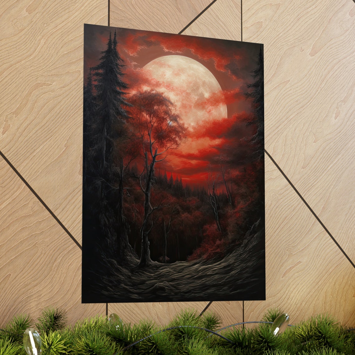 Moon Art Print Dark Academia Art Dark Cottagecore Art Witch Room Dcor Moon Wall Art Gothic Wall Art Moody Wall Art Celestial Art - Image 2