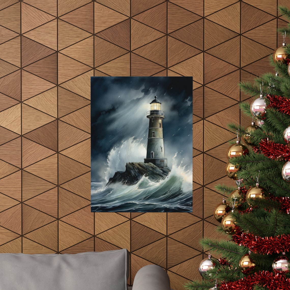 Lighthouse Art Print Lighthouse Painting Lighthouse Wall Art Beach Art Print Beach Wall Art Ocean Dcor Ocean Painting Ocean Theme - Image 3