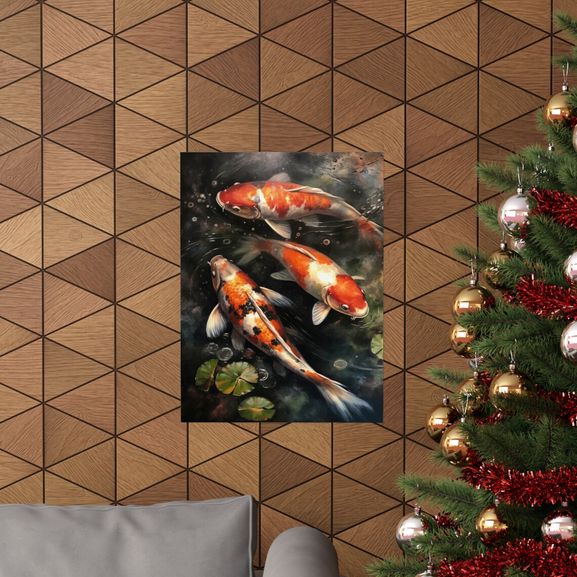 Koi Fish Art Print Koi Pond Painting Koi Wall Art Koi Fish Painting Feng Shui Wall Art Japanese Inspired Art Japanese Poster Zen Art - Image 3