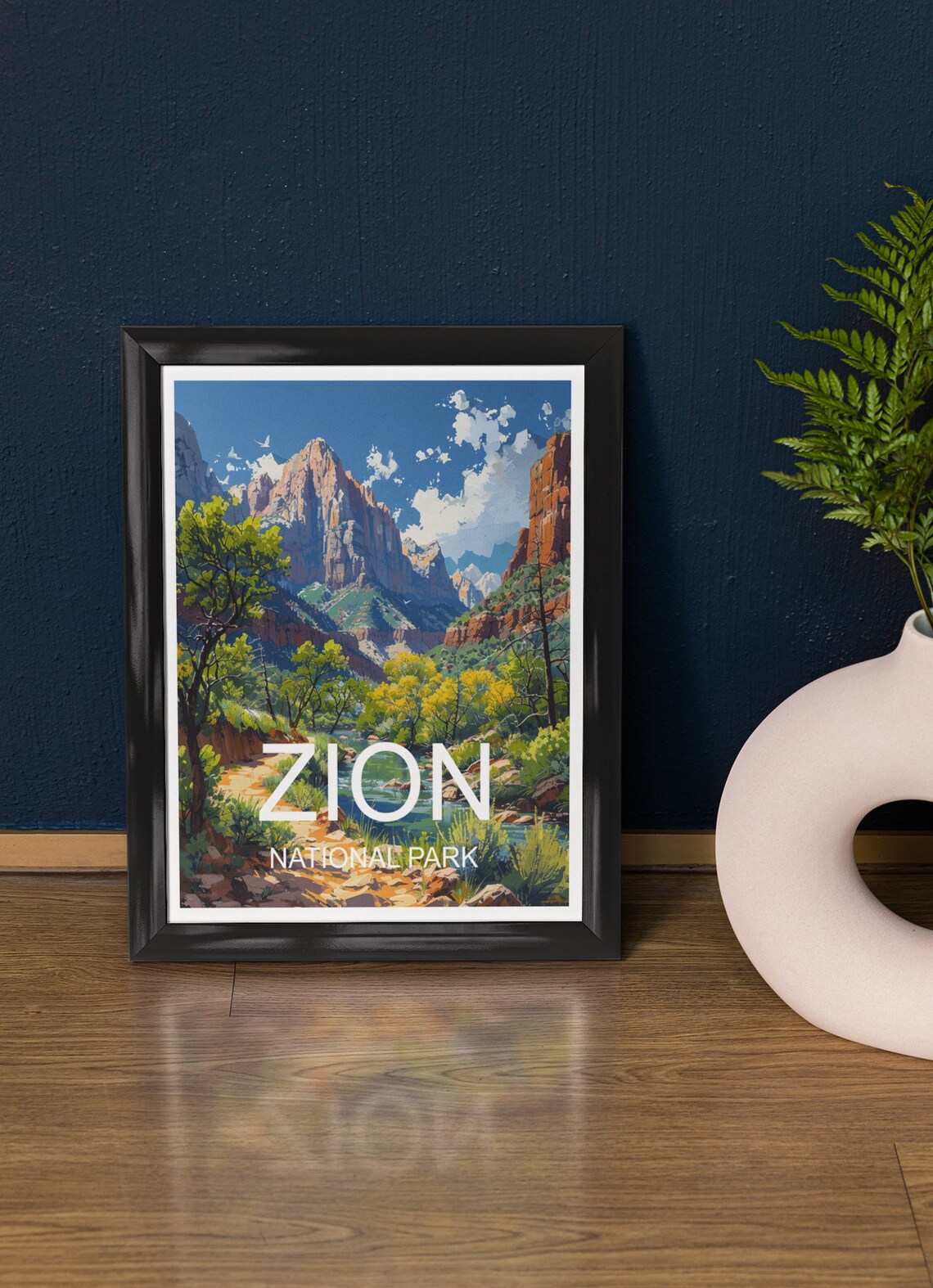 Zion National Park Utah Red Rock Canyon Rivers Travel Poster