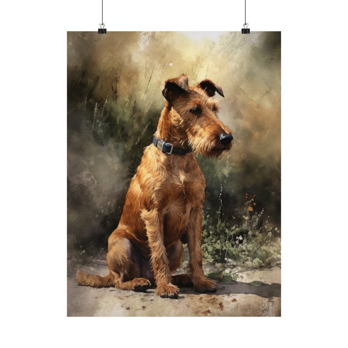 Irish Terrier Sitting Profile Red Coat Watercolor Dog Art Print - Image 5