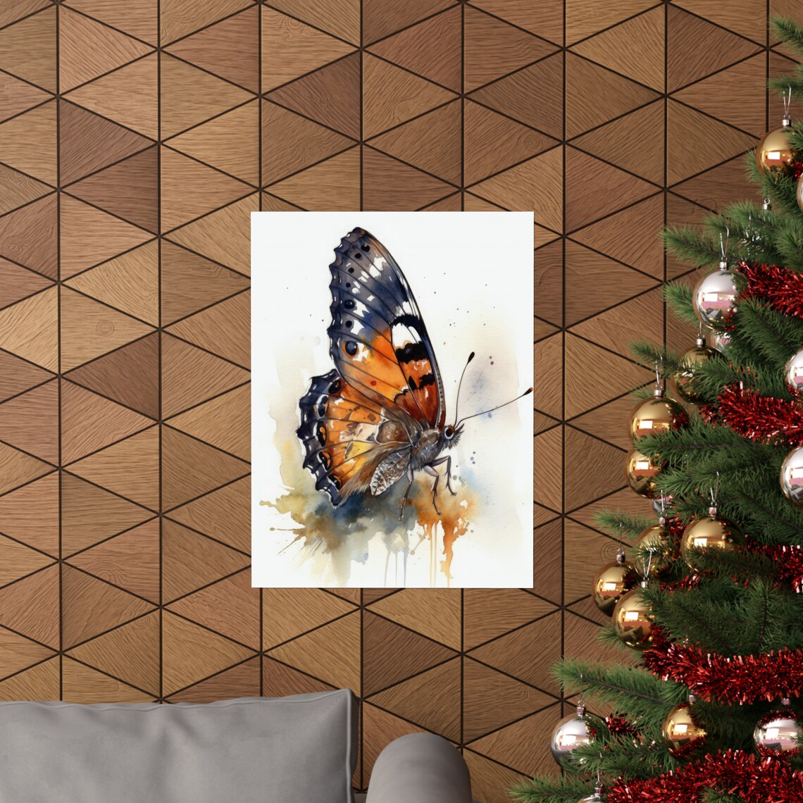 Orange Black Blue Butterfly Watercolor Insect Painting Art Print - Image 3