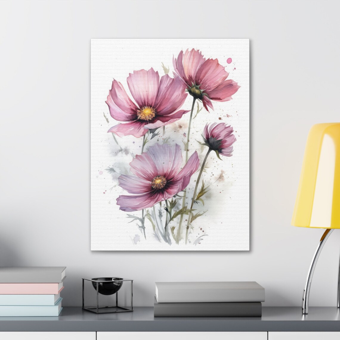 Pink Cosmos Flowers Loose Watercolor Botanical Floral Poster - Image 4