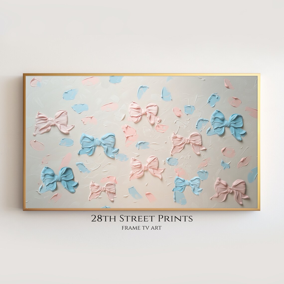 Pink And Blue Bows Coquette Decor Art Print - Image 2