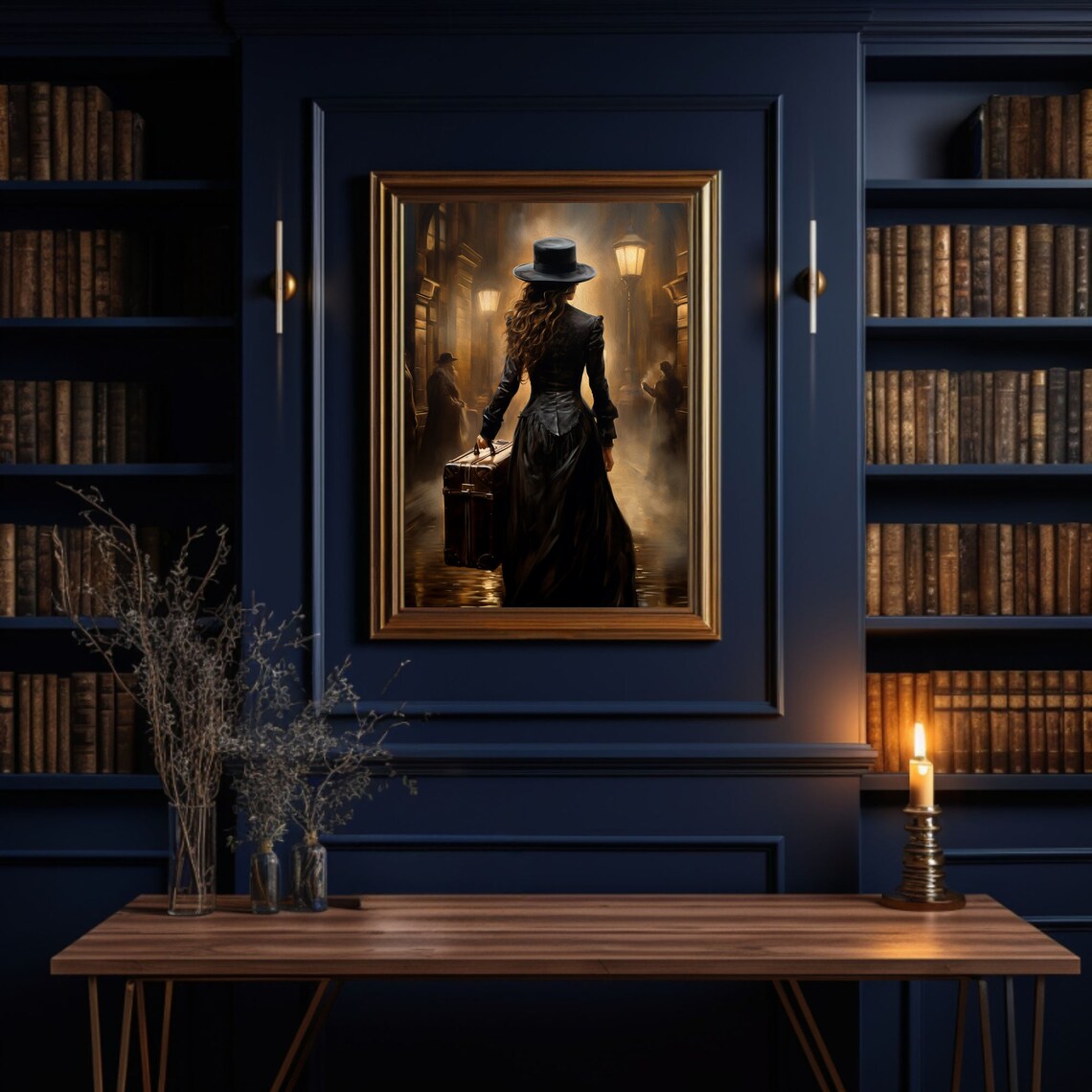 Moody Traveling Woman Victorian Art Print, Dark Academia - Image 3