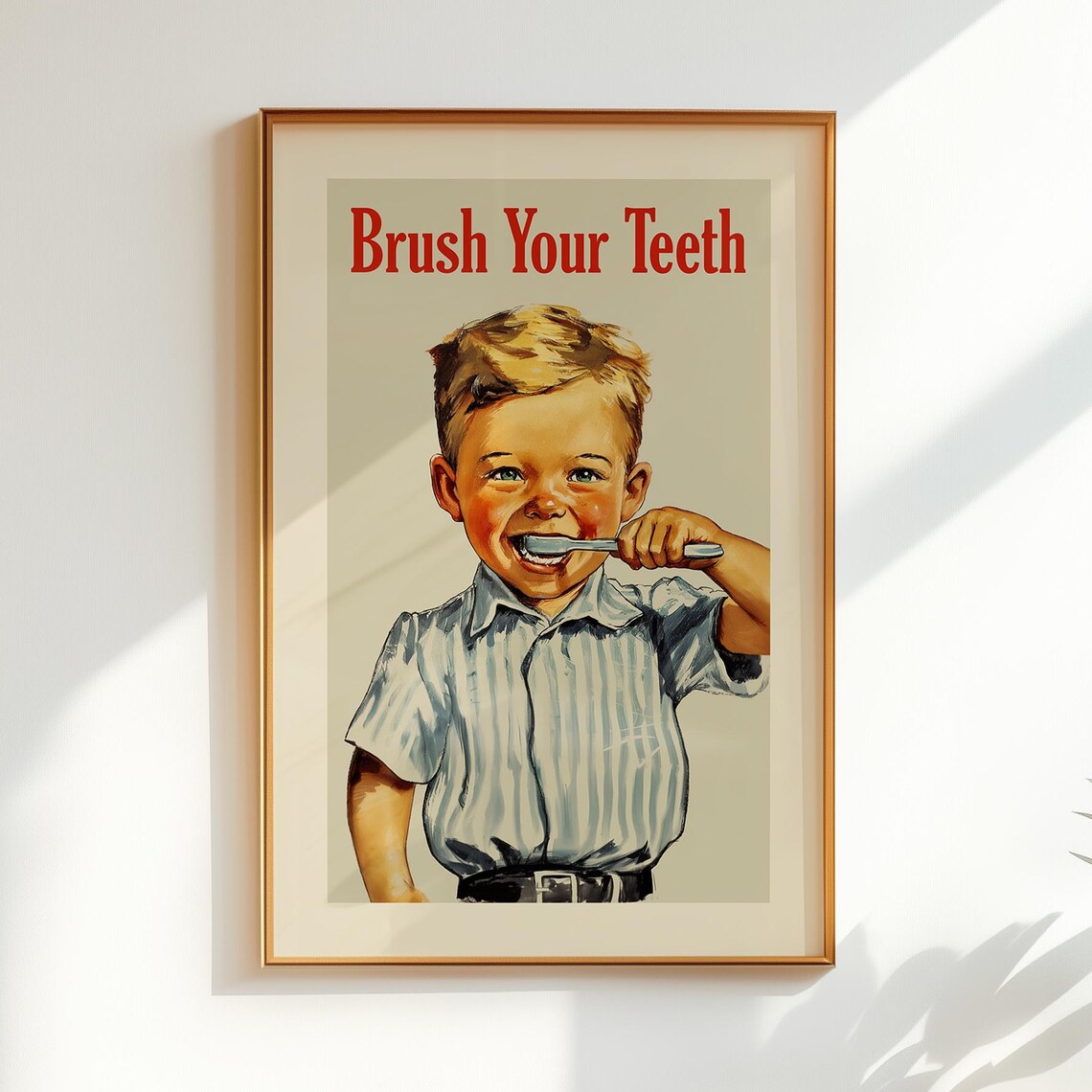 Brush Your Teeth Kids Funny Bathroom Poster