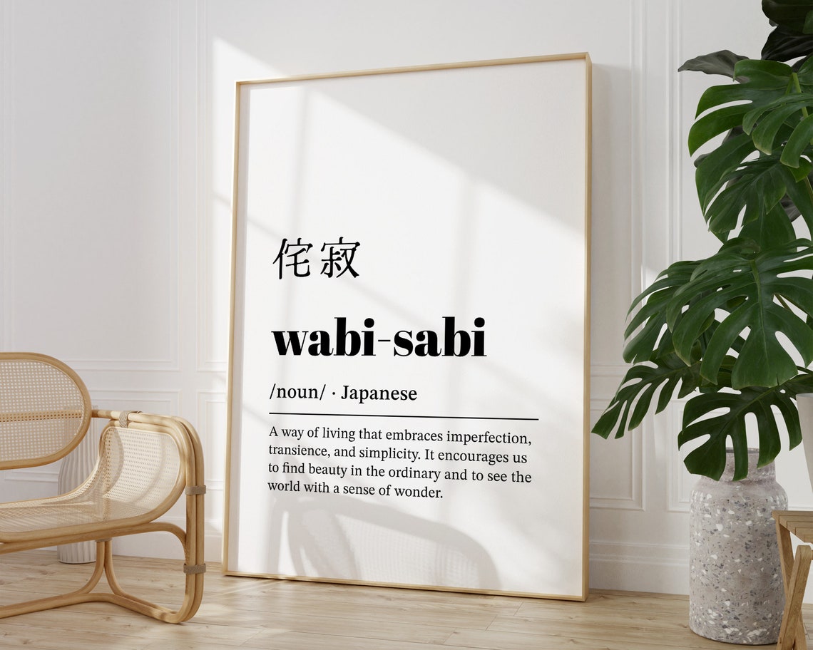 Wabi Sabi Definition Japanese Kanji Minimalist Mindful Poster