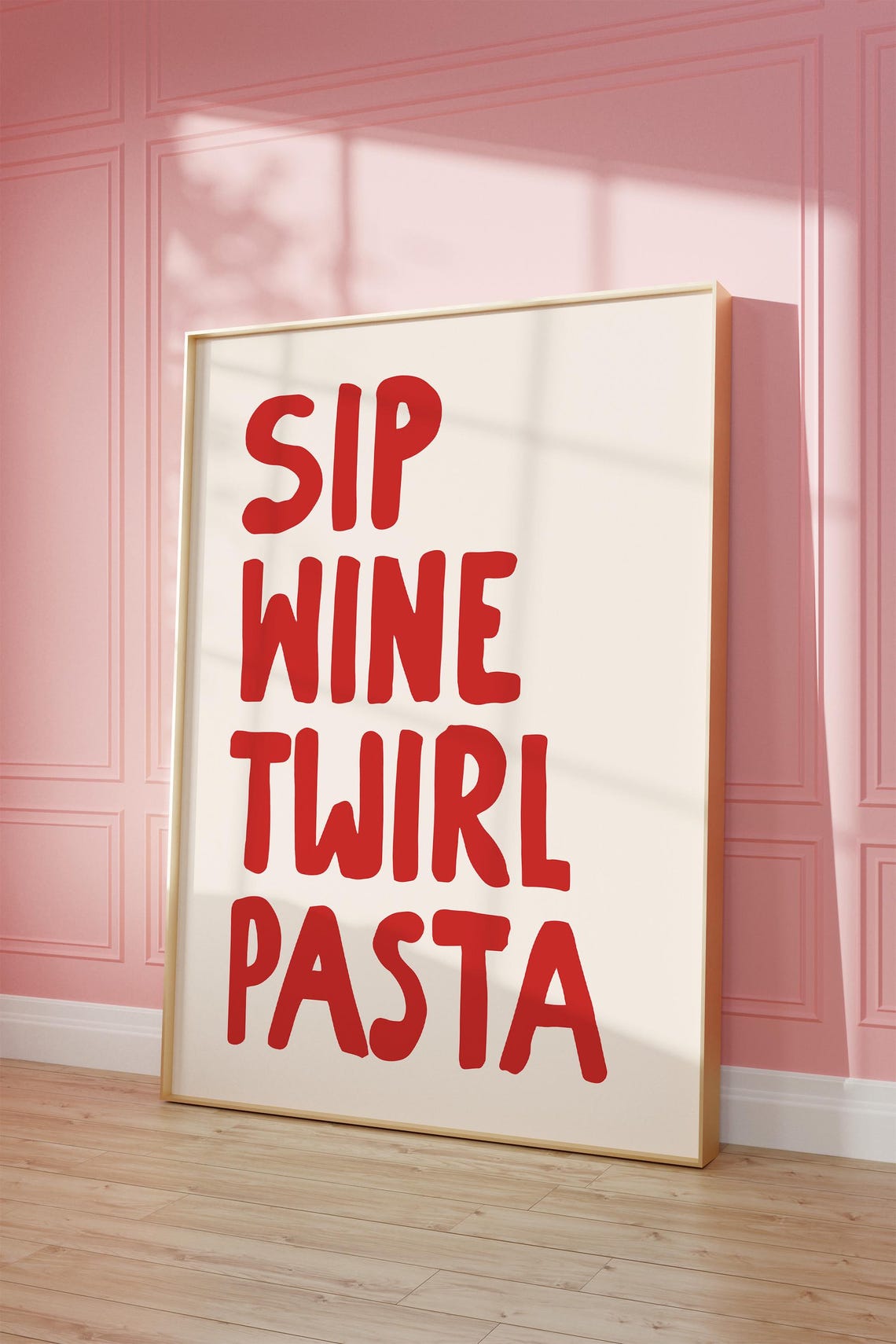 Sip Wine Twirl Pasta Red Italian Kitchen Quote Dining Poster - Image 3