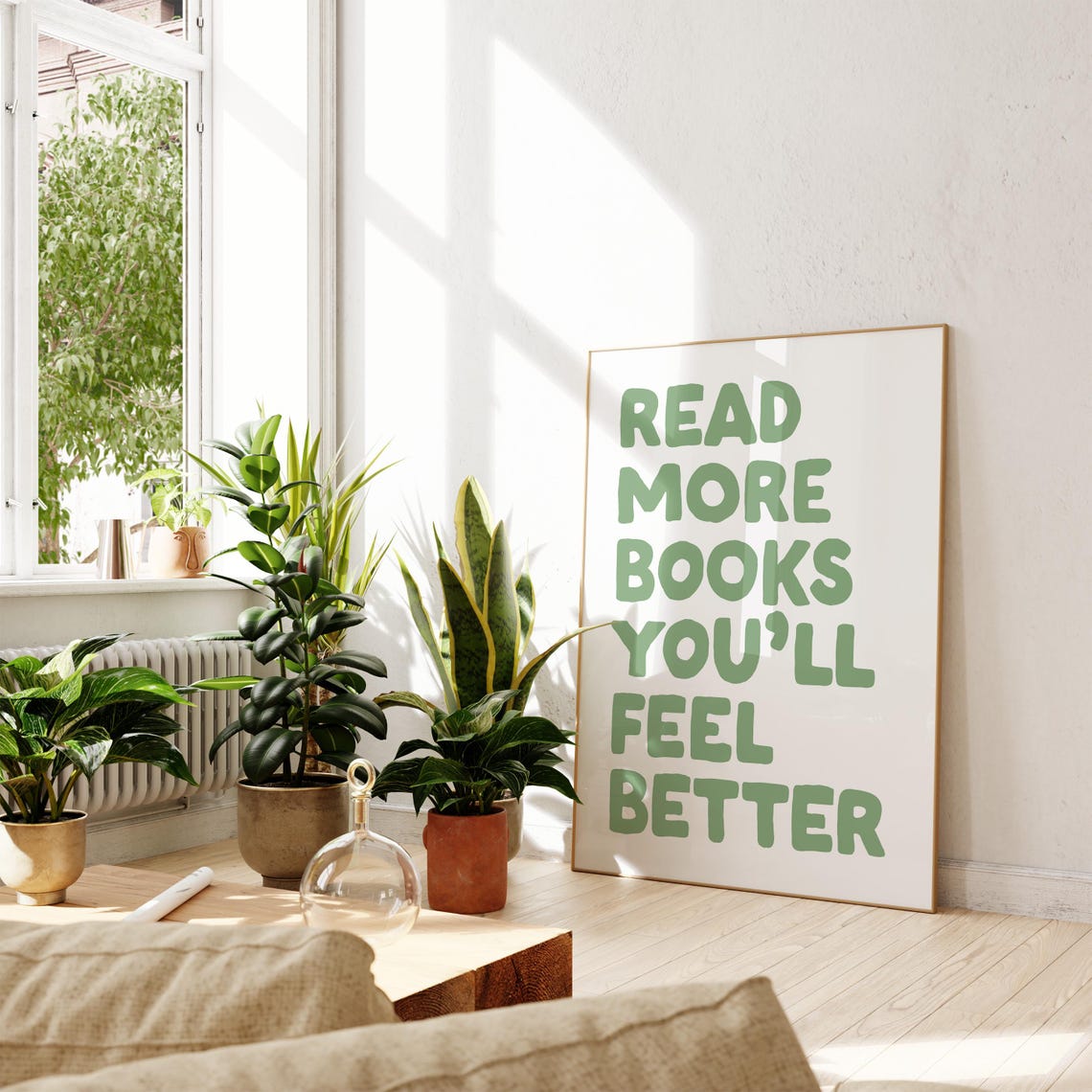 Read More Books Sage Green Reader Quote Book Lover Gift Poster