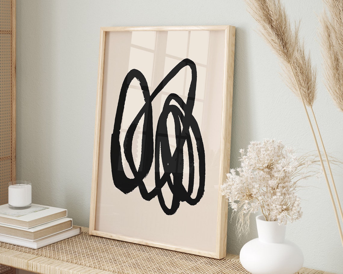 Hand Drawn Bold Black Scribble Loop Abstract Line Art Poster - Image 2