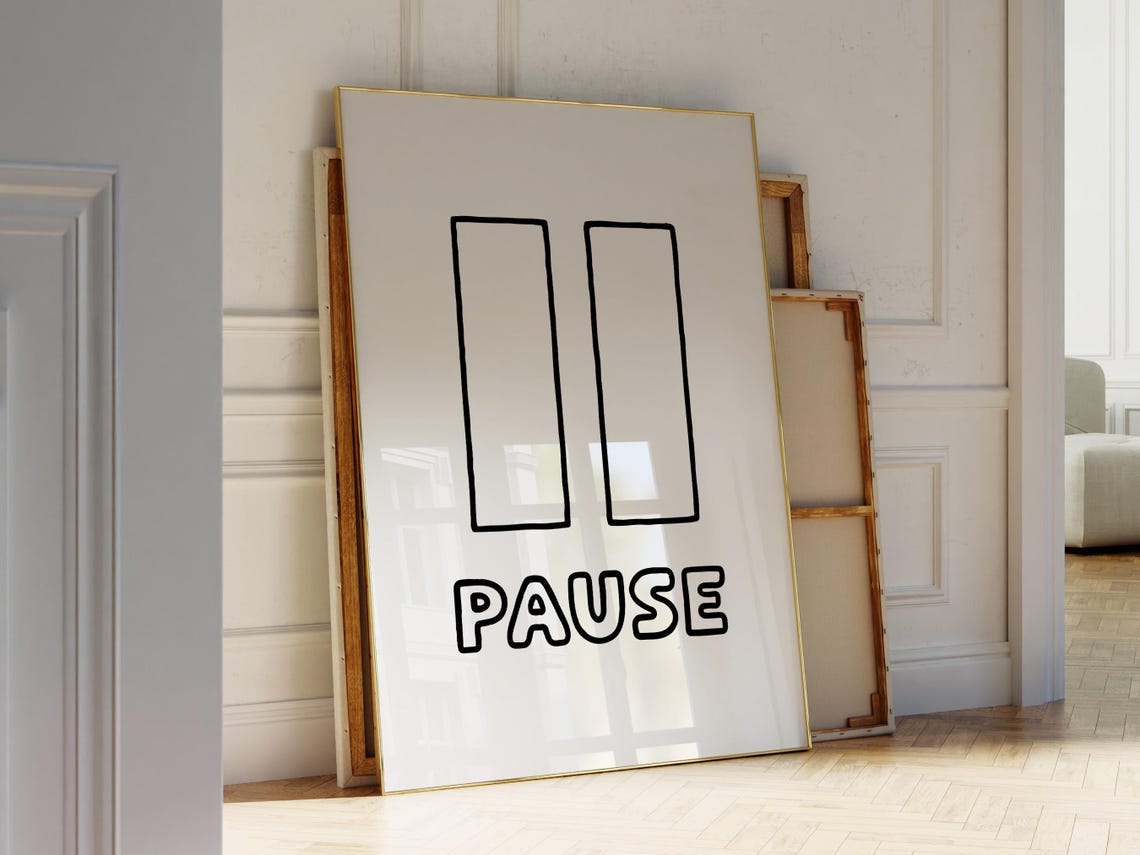 Pause Symbol Minimalist Mindfulness Black Typography Office Poster