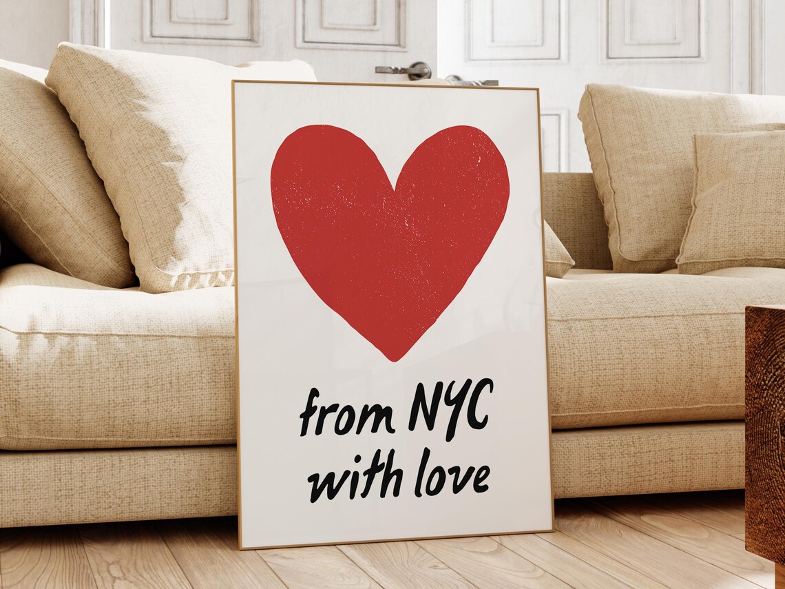 From NYC With Love Red Heart New York City Travel Gift Poster