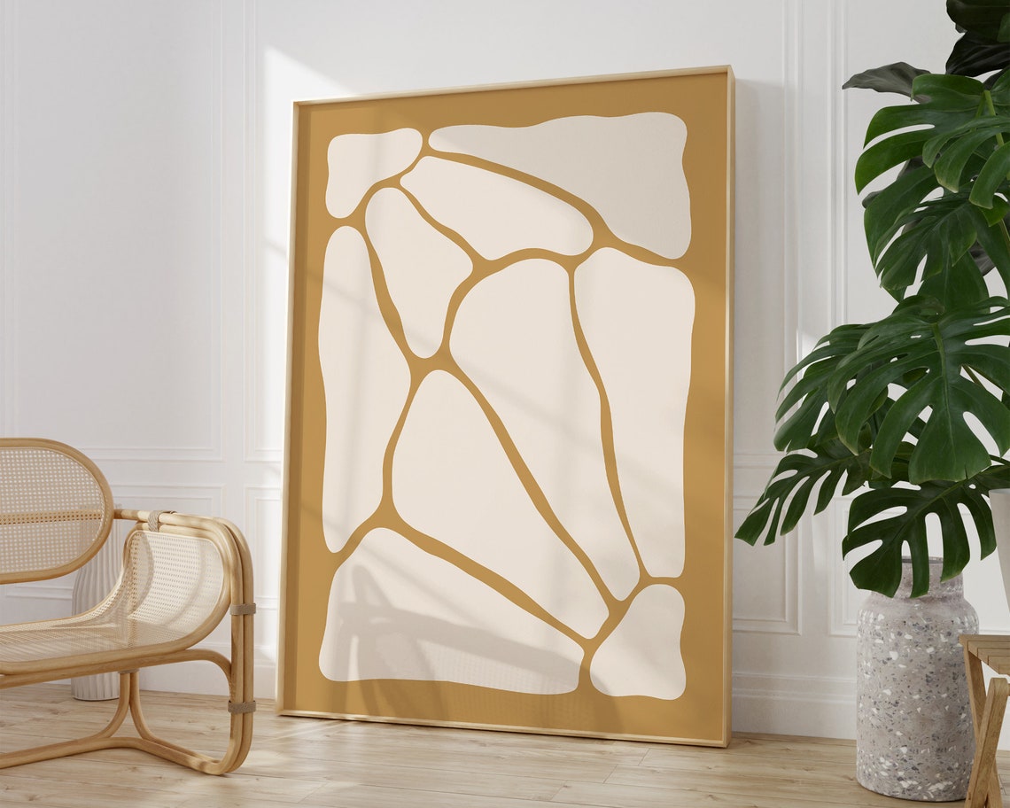 Mustard Organic Abstract Stone Pattern Neutral Minimal Art Poster - Image 3