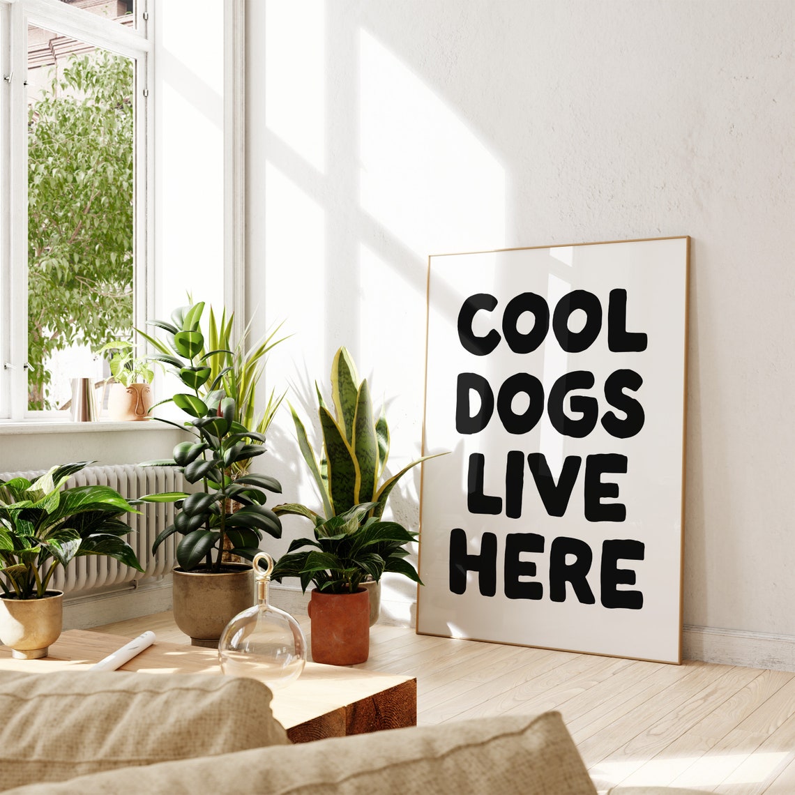 Cool Dogs Live Here Black Typography Funny Dog Home Quote Poster