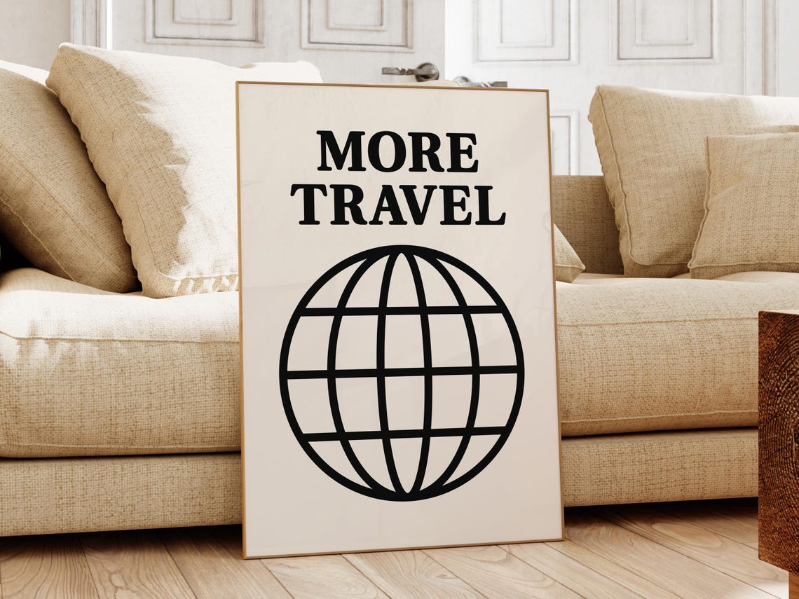 Retro Travel Wall Art Travel Quote Art Print Traveler Gift Wanderlust Wall Art Gift For Traveler Home Office Travel Print - Image 2