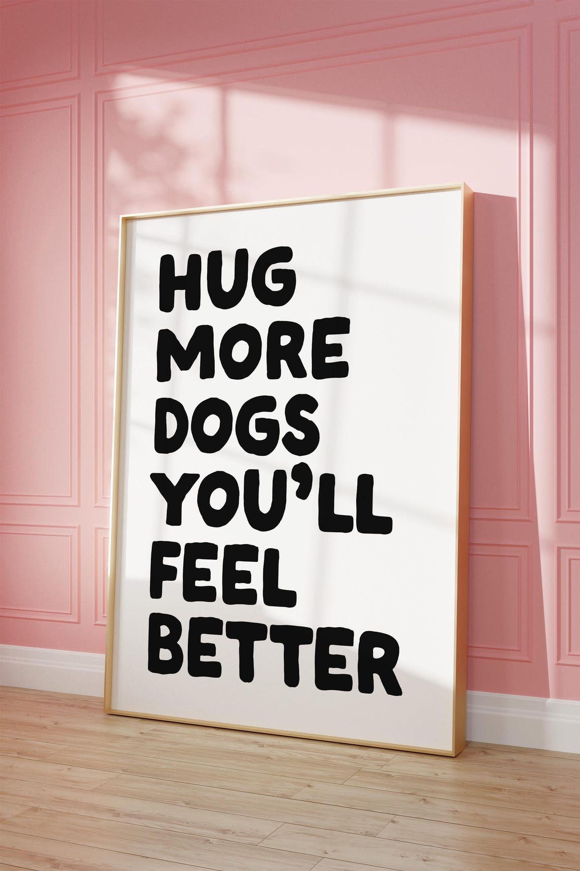 Hug More Dogs Youll Feel Better Black Cute Dog Lover Gift Poster - Image 2