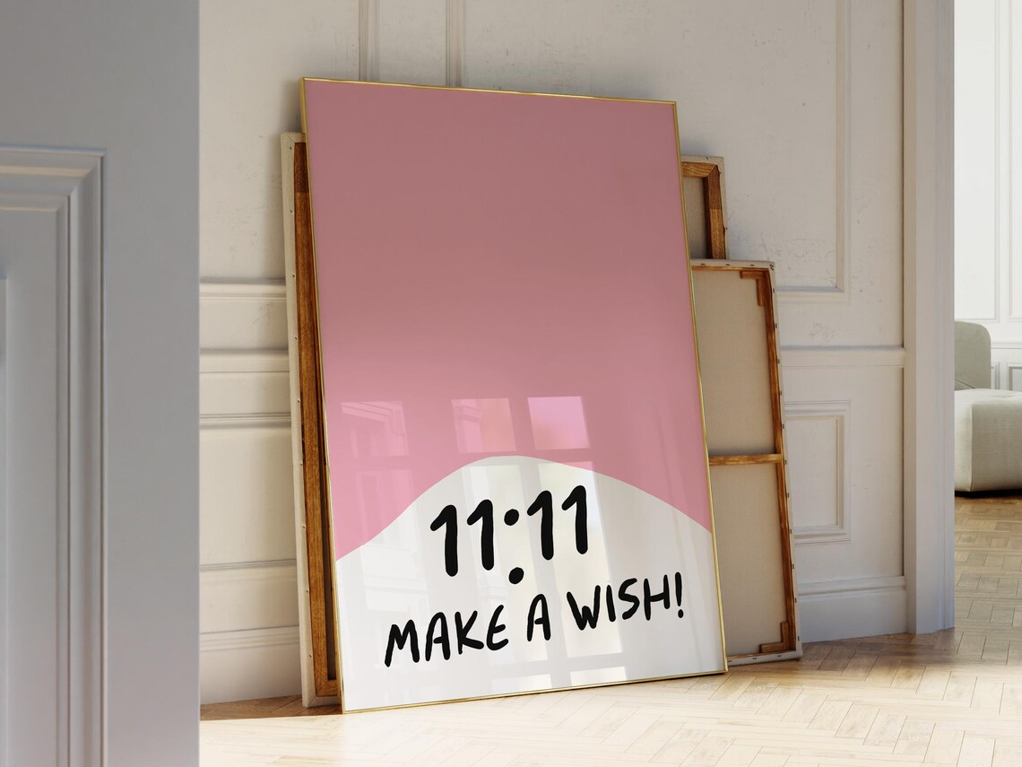 11:11 Make A Wish Pink Hand Lettered Lucky Charm Bedroom Poster - Image 2
