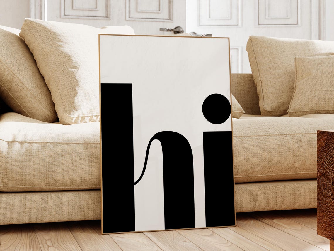 Black Big Hi Oversized Minimalist Entryway Welcome Wall Print - Image 2