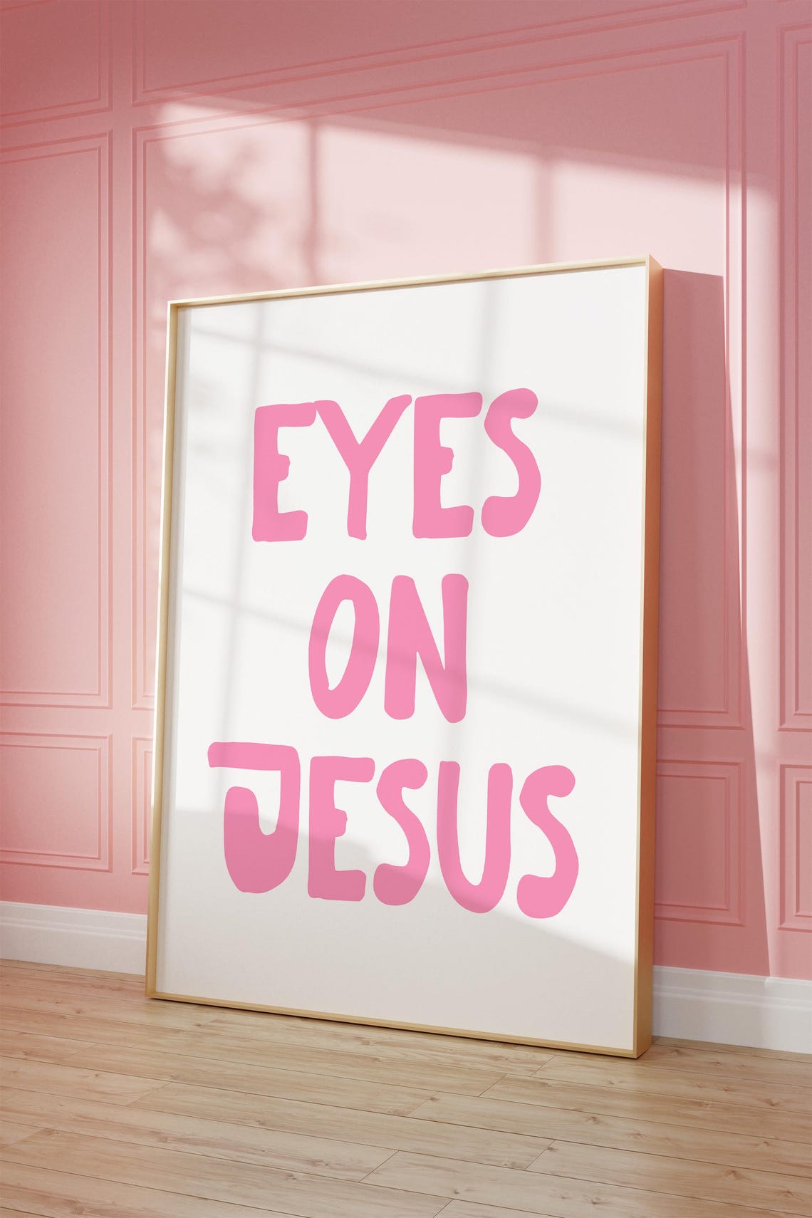 Eyes On Jesus Bold Pink Minimalist Christian Scripture Quote Poster - Image 2