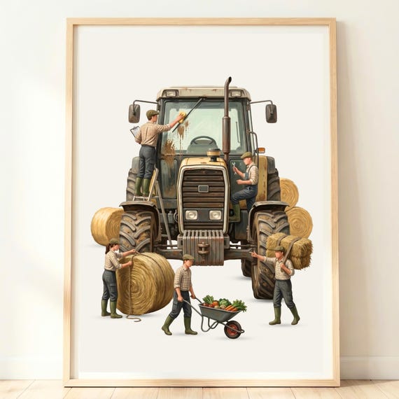 Tractor Wall Art Farm Print Farmer Gift Farming Country Decor Agricultural Office Artwork