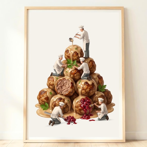 Swedish Meatballs Wall Art Kitchen Sweden Poster Scandinavian Food Decor Nordic Print Gift