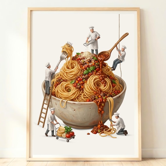 Spaghetti Bolognese Wall Art Ragu Print Italy Kitchen Decor Pasta Lover Gift Italian Food Poster Dining Room Artwork