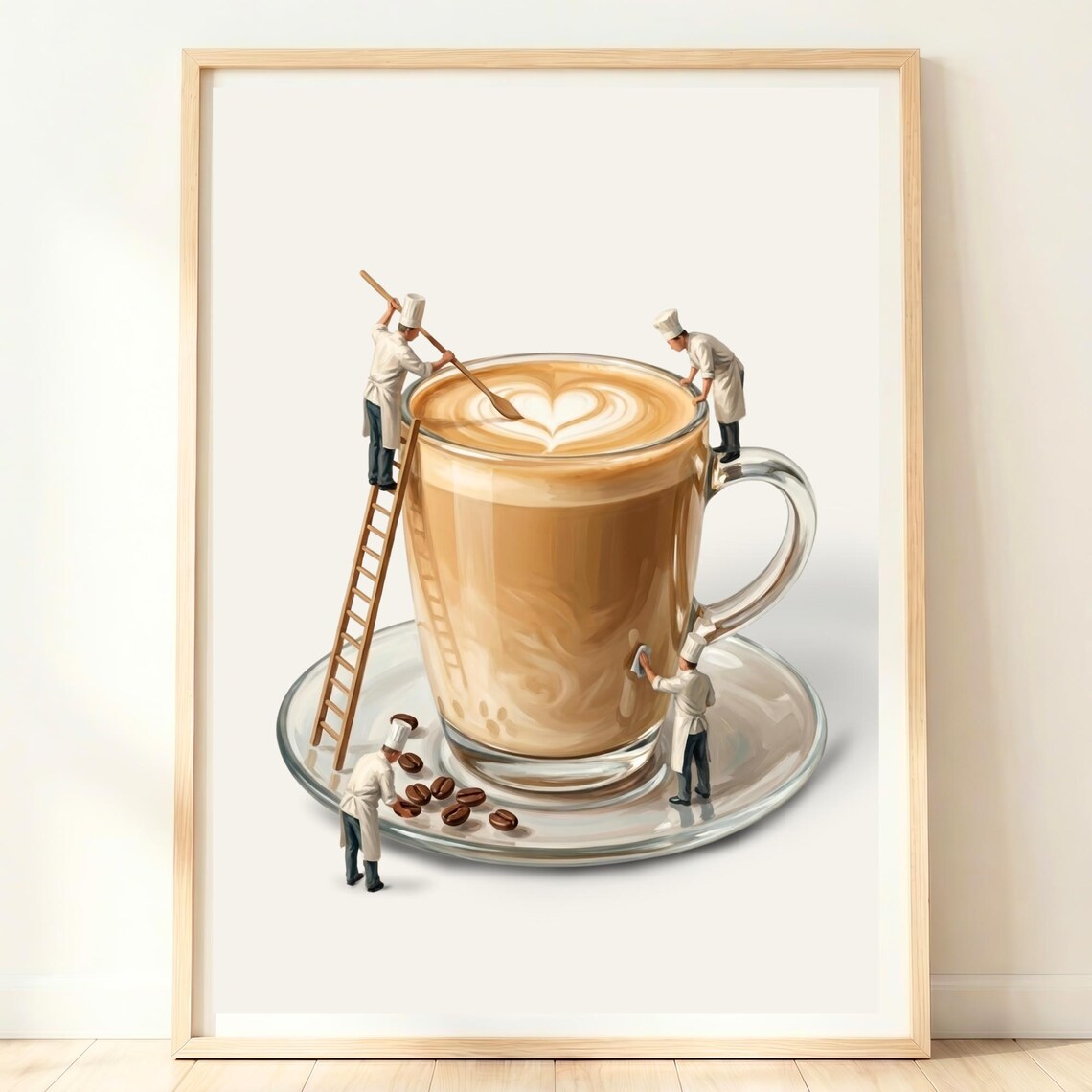 Latte Coffee Print, Dining Room Decor Wall Art