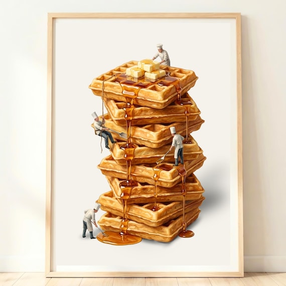 Waffle Stack Wall Art Waffles And Syrup Print Brunch Food Decor Breakfast Poster