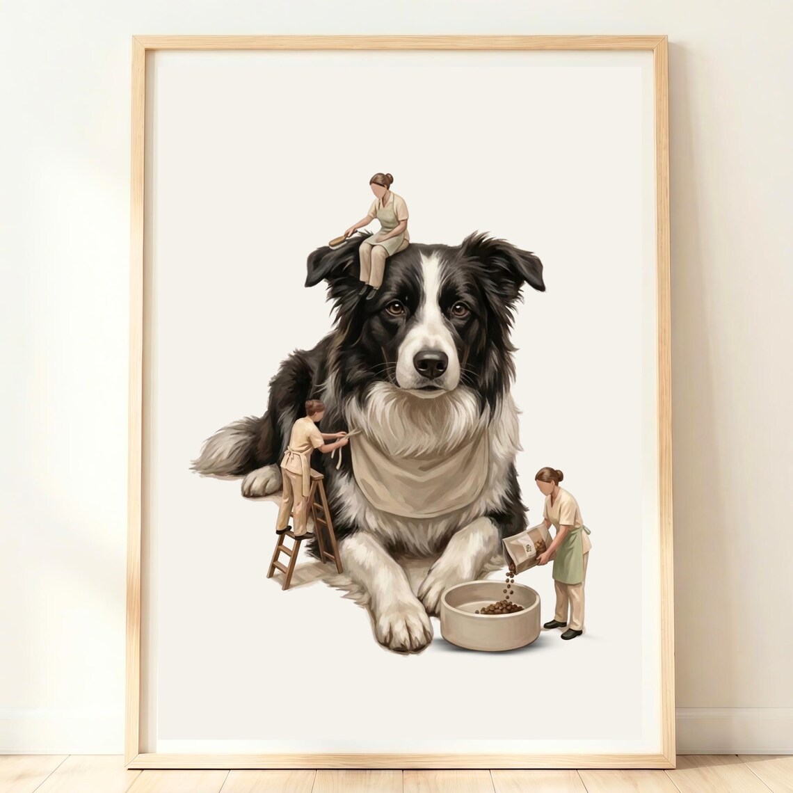 Border Collie Art Print, Kitchen Dinner Artwork