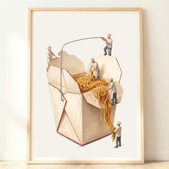 Chinese Takeaway Wall Art Noodle Box Print Asian Food Decor Takeout Kitchen Poster