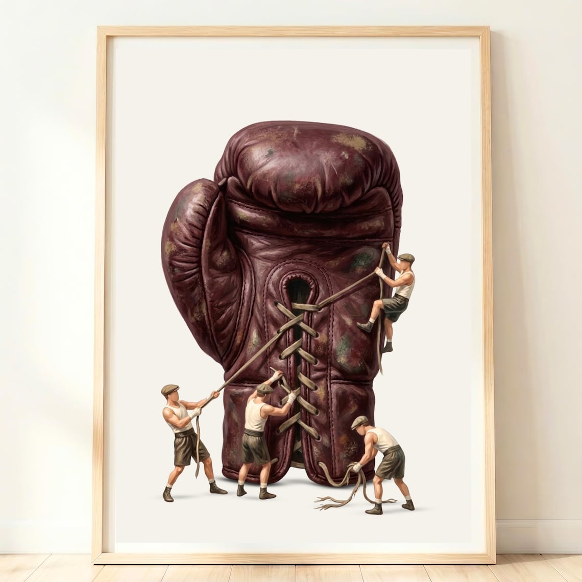 Vintage Boxing Gloves Art Print, Sports Decor