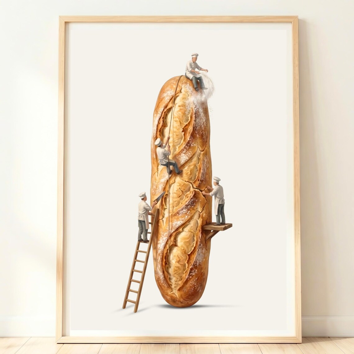 Bread Artisan Baking Art Print, Rustic Kitchen Decor