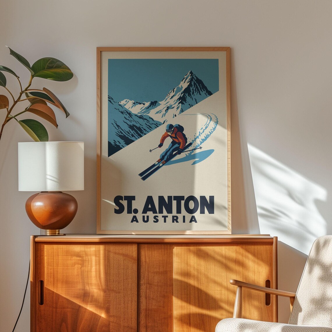 St Anton Austria Vintage Ski Travel Poster