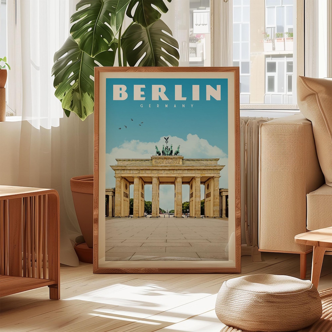 Berlin Brandenburg Gate Landmark Vintage Germany Travel Poster