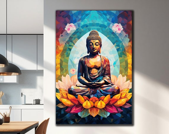 Lord Buddha Wall Art Tempered Glass Wall Art Buddhism Wall Decor Gifts For Her Large Wall Art Wall Hangings Home Decor Housewarming Gifts