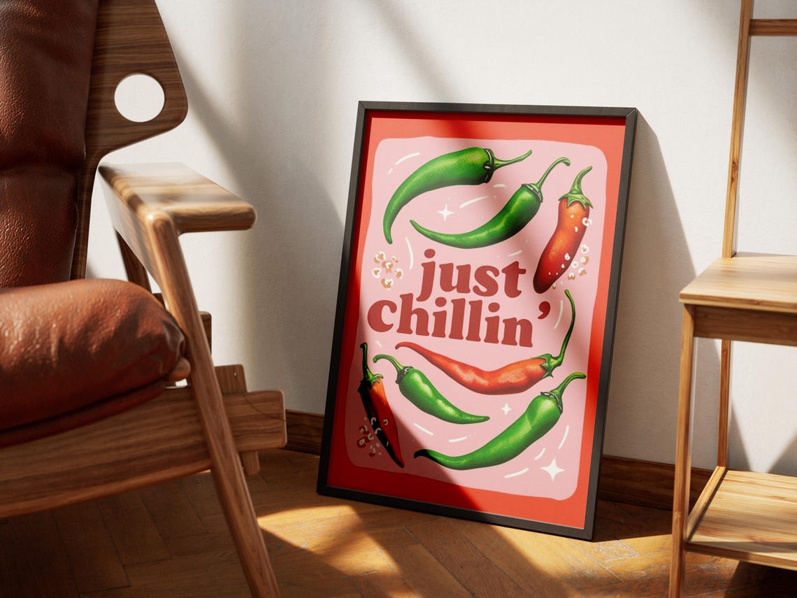 Spicy Chilli Kitchen Wall Art Print Poster Pepper Jalapeno Chillies