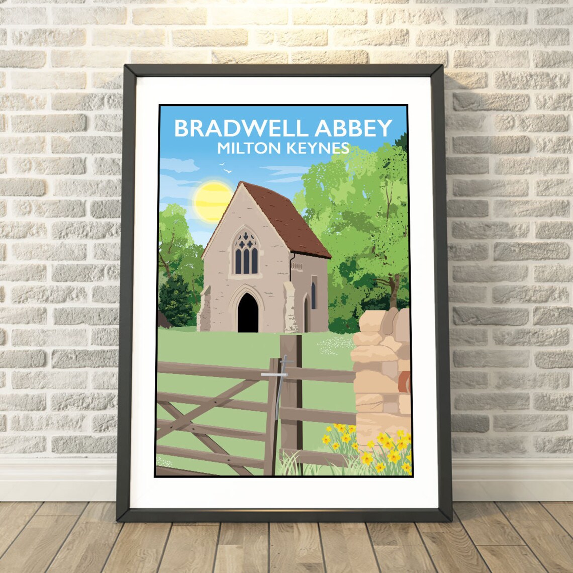 Bradwell Abbey Milton Keynes Chapel Vintage English Travel Wall Art