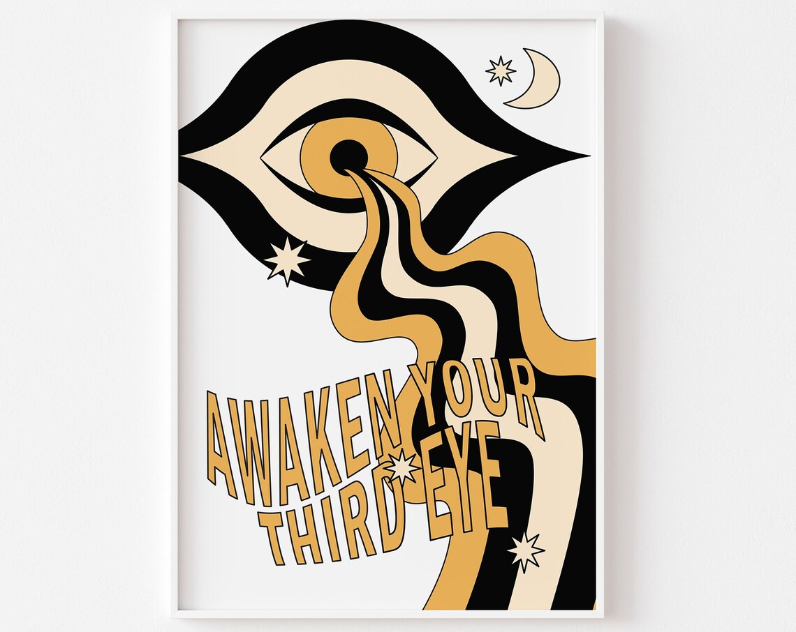 Third Eye Print, Psychedelic Retro 70s Chakra Art Print