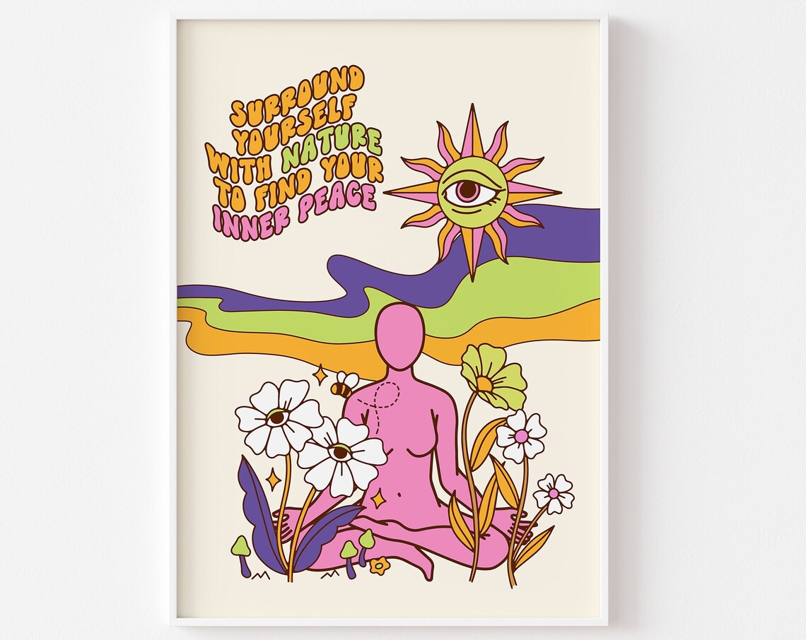 Psychedelic Inner Peace Retro 70s Art Print